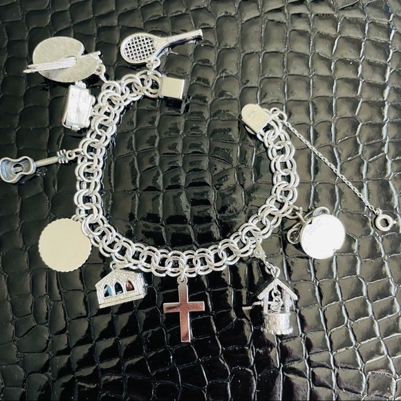 Sterling Silver Bracelet W/ 9 Charms by Danecraft, Monet, Wells SPORTS A… - Picture 10 of 10